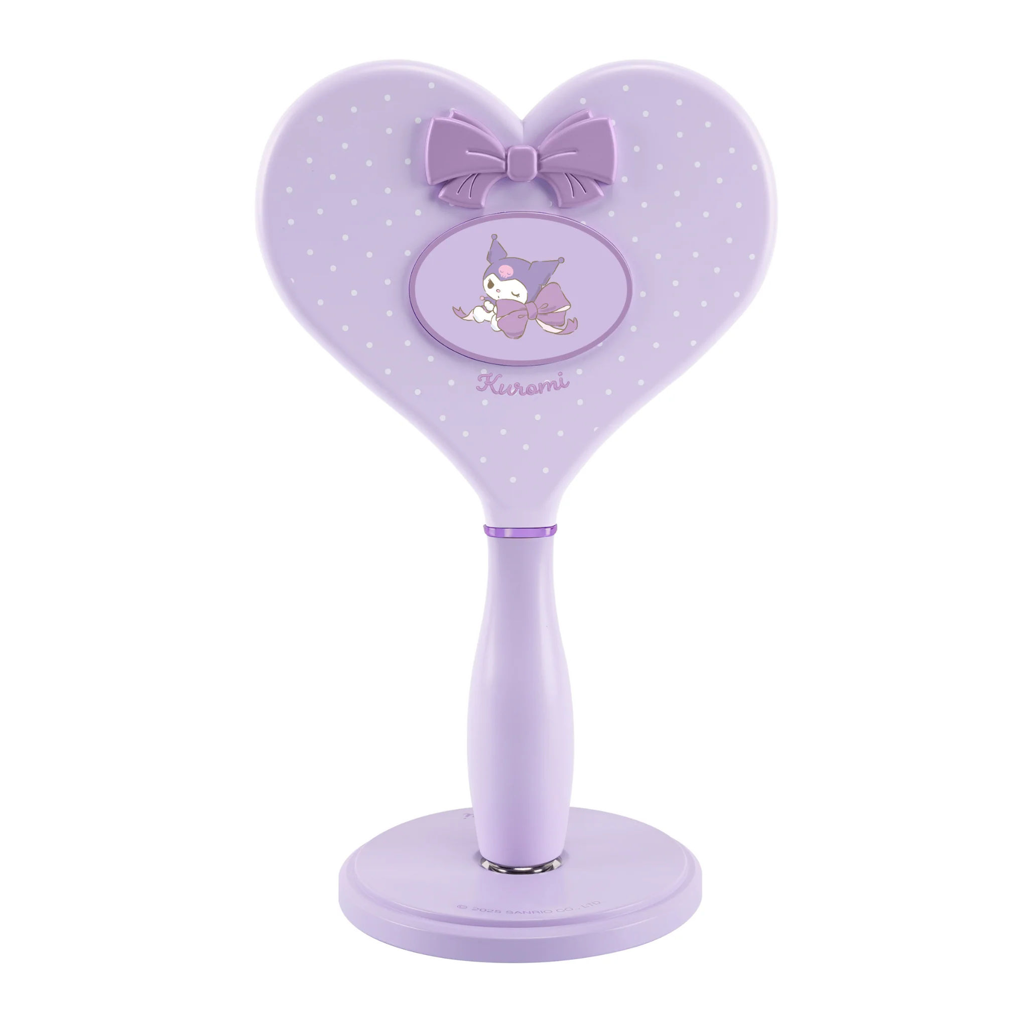 Kuromi™ "Lovely Ribbon" Heart Handheld Makeup Mirror with Standing Base