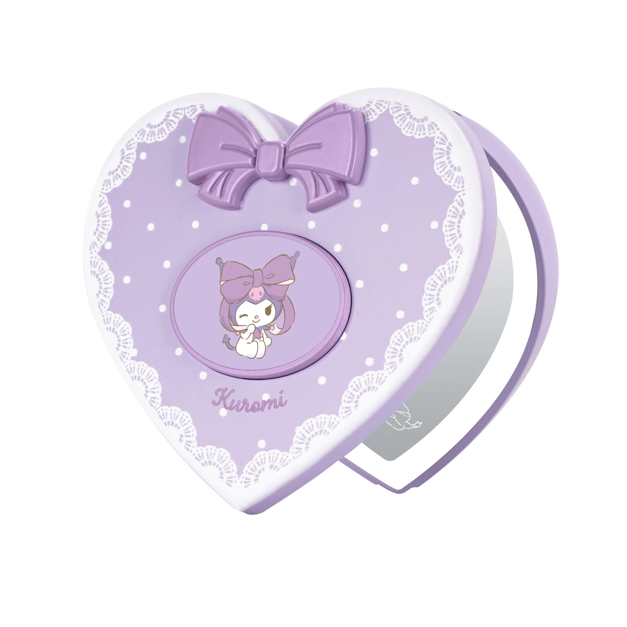 Kuromi™ “Lovely Ribbon” LED Heart Compact Mirror