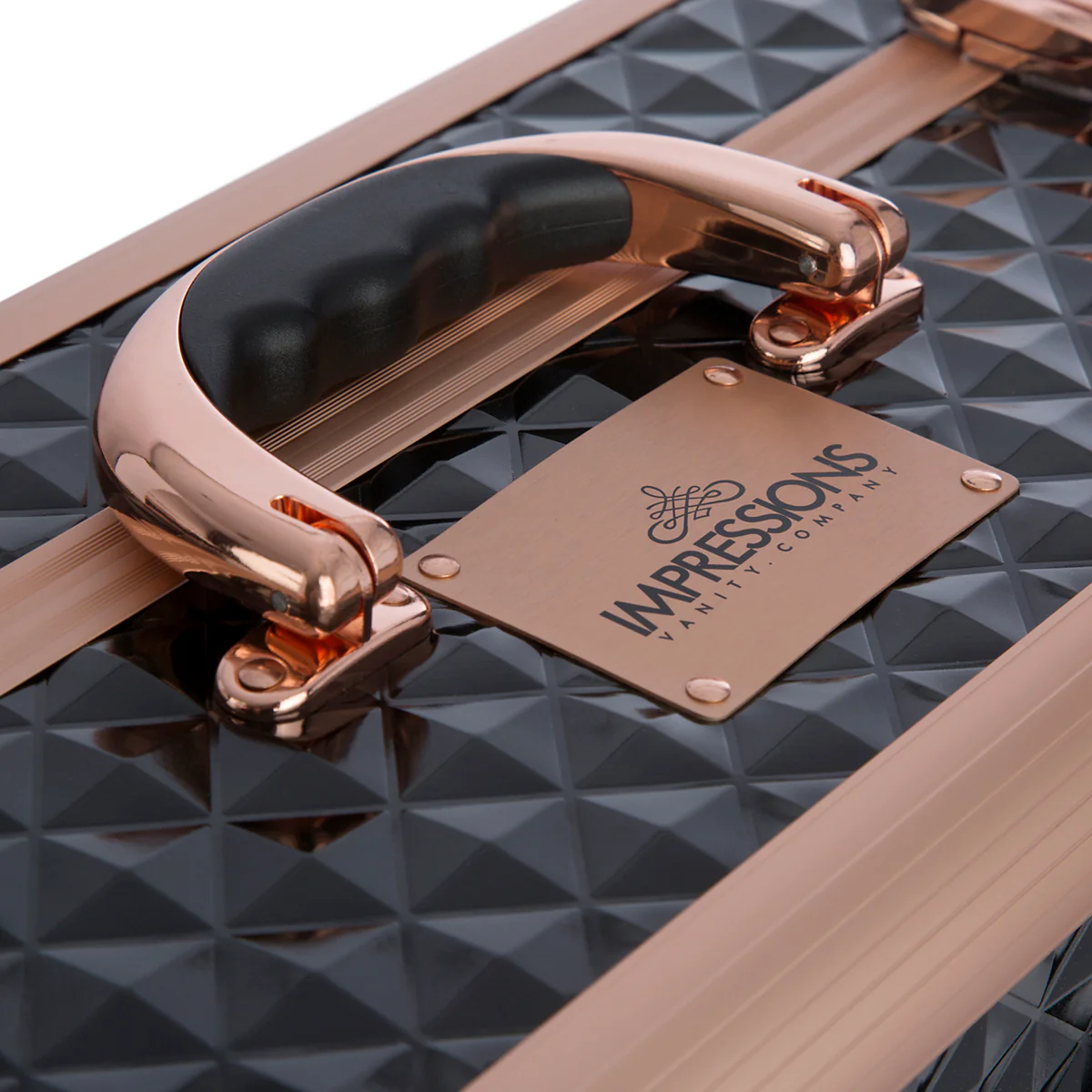 SlayCase® XL Vanity Travel Case in Black & Rose Gold Studded - Image 2