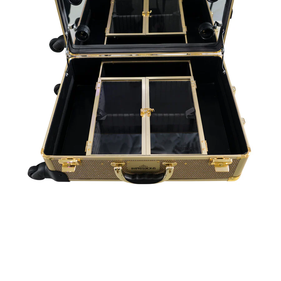 SlayCase® XL Vanity Travel Train Case in Rose Gold Bling - Image 4