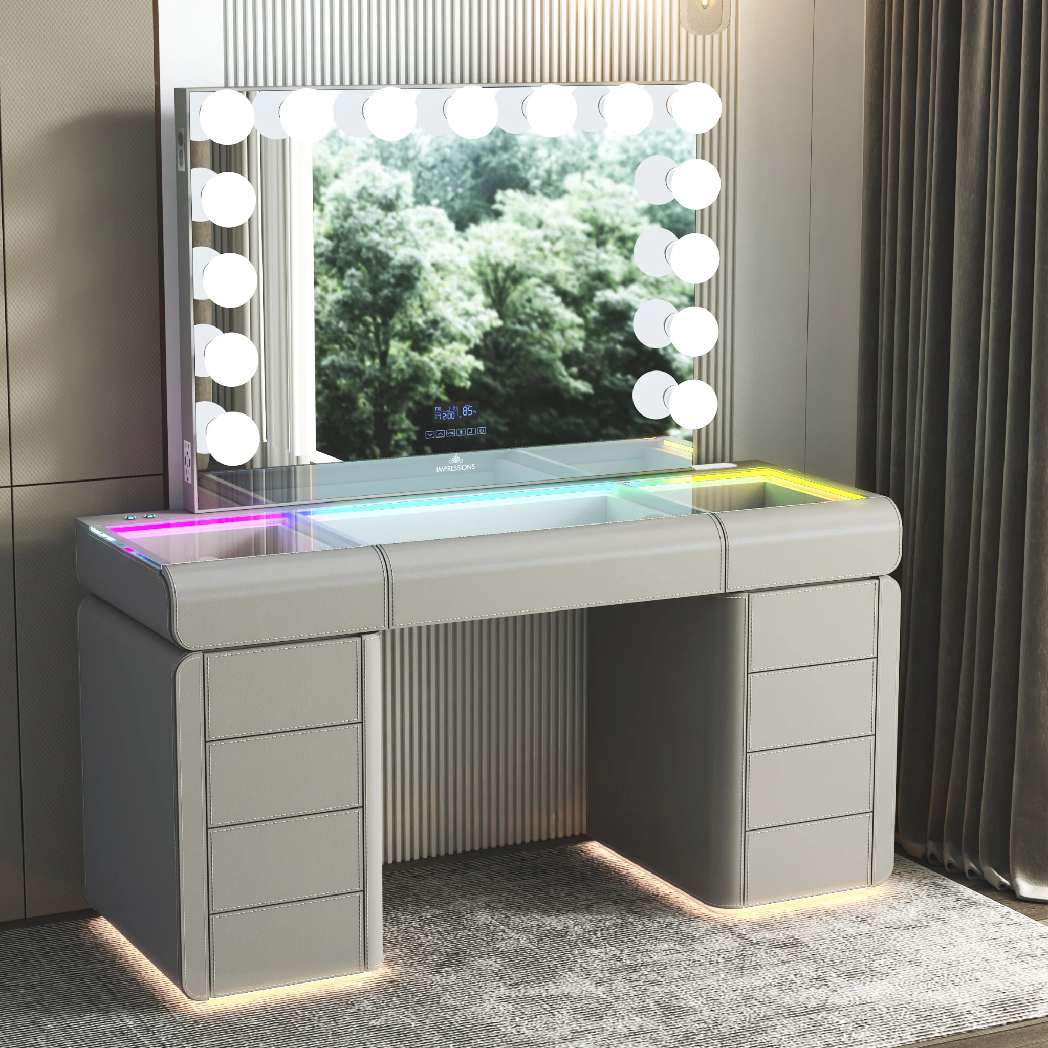 SlayStation® Palazzo Premium Vanity Table w/ RGB Light + Vanity Mirror Bundle - Image 5